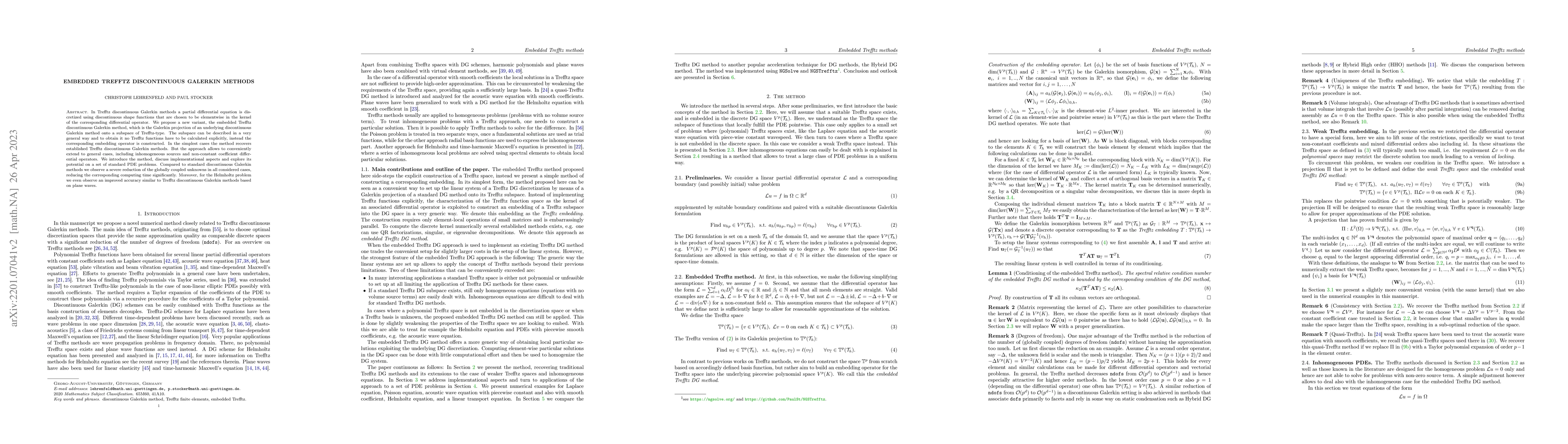Thumbnail for Embedded Trefftz discontinuous Galerkin methods