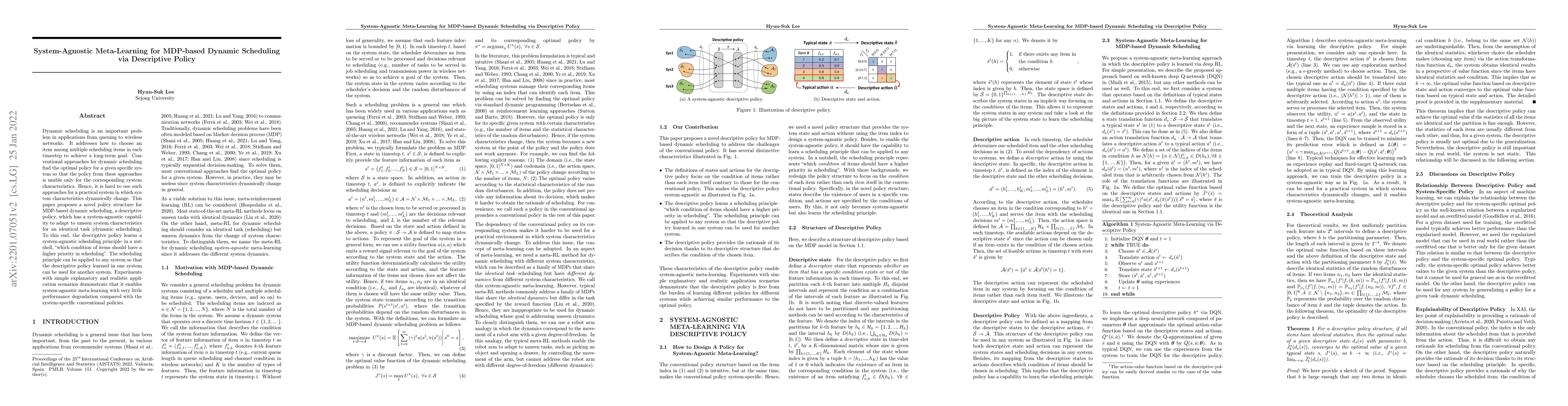 Thumbnail for System-Agnostic Meta-Learning for MDP-based Dynamic Scheduling via
  Descriptive Policy