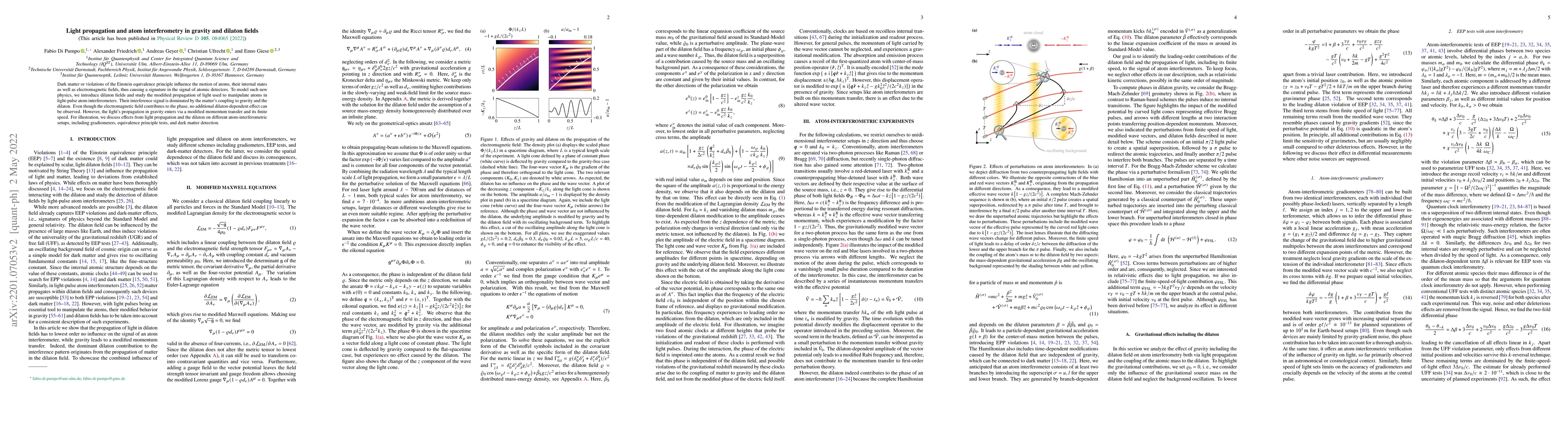 Thumbnail for Light propagation and atom interferometry in gravity and dilaton fields