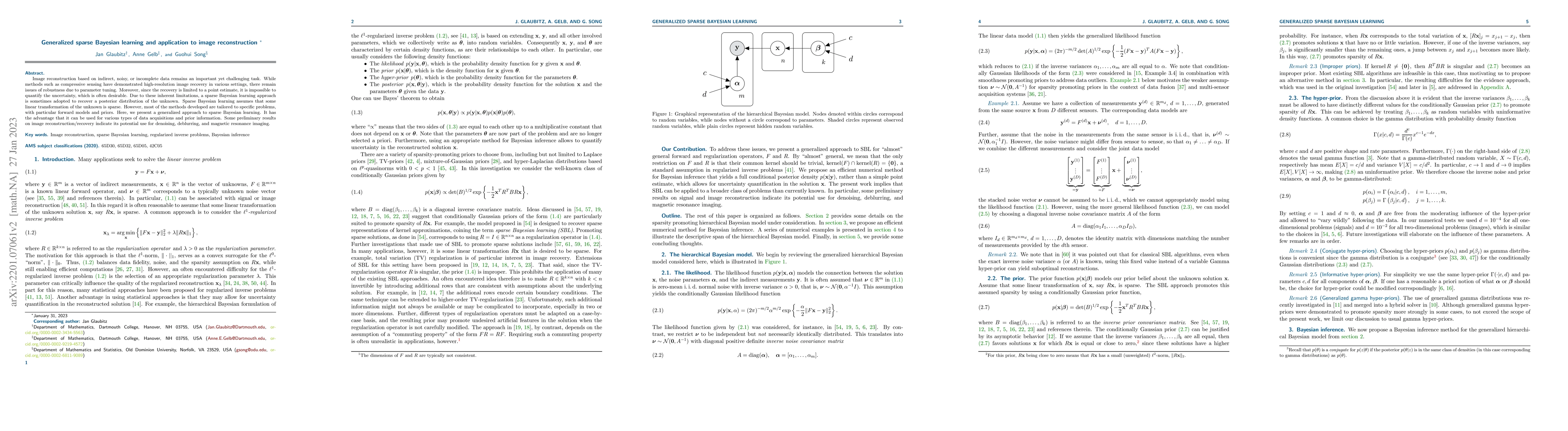 Thumbnail for Generalized sparse Bayesian learning and application to image
  reconstruction