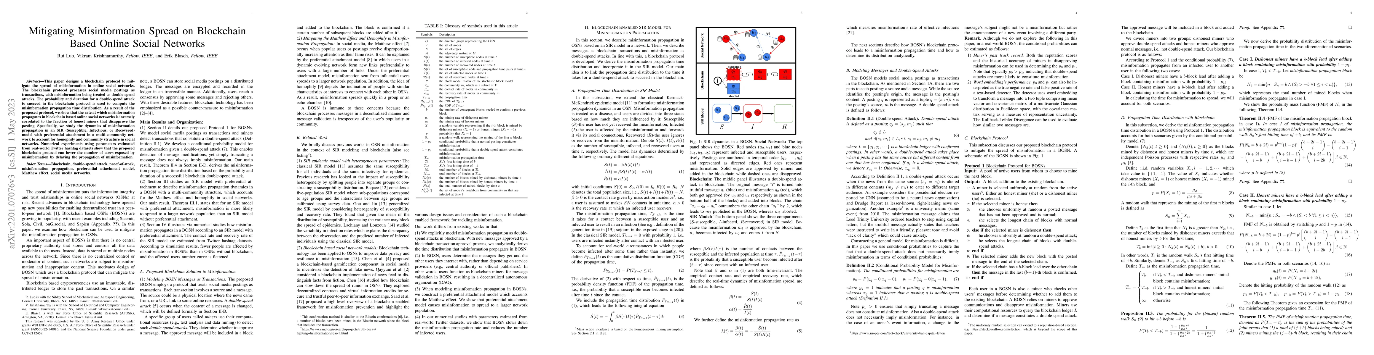 Thumbnail for Mitigating Misinformation Spread on Blockchain Enabled Social Media
  Networks