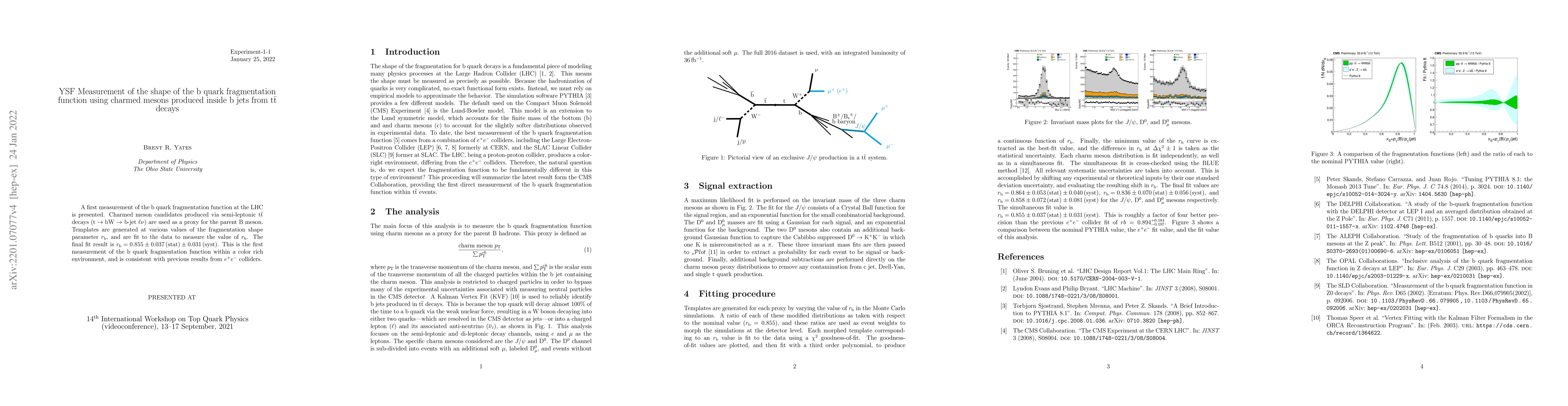 Thumbnail for YSF Measurement of the shape of the $\mathrm{b}$ quark fragmentation
  function using charmed mesons produced inside $\mathrm{b}$ jets from
  $\mathrm{t\overline{t}}$ decays
