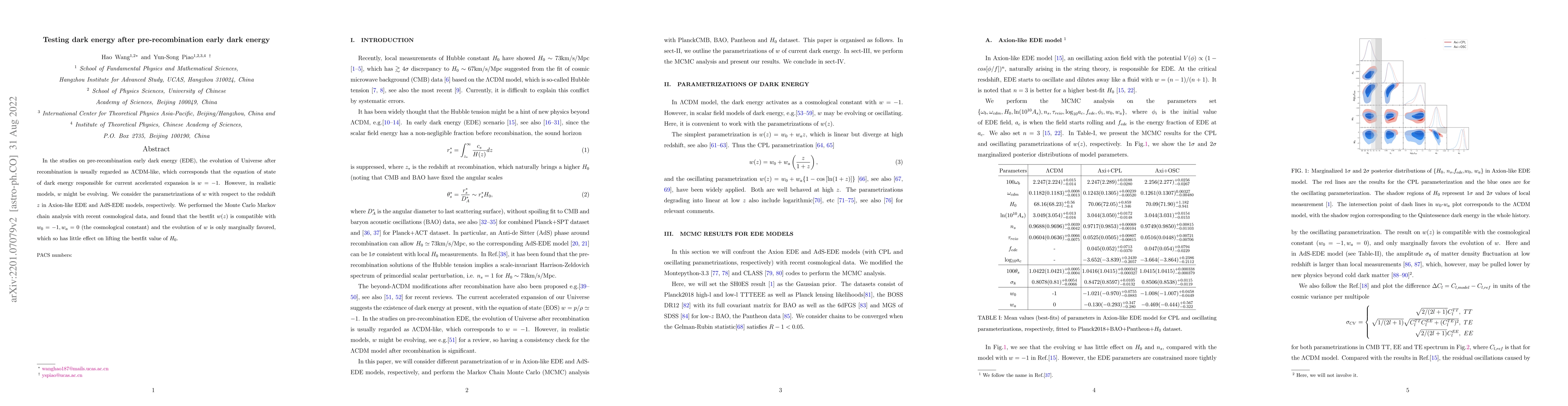 Thumbnail for Testing dark energy after pre-recombination early dark energy