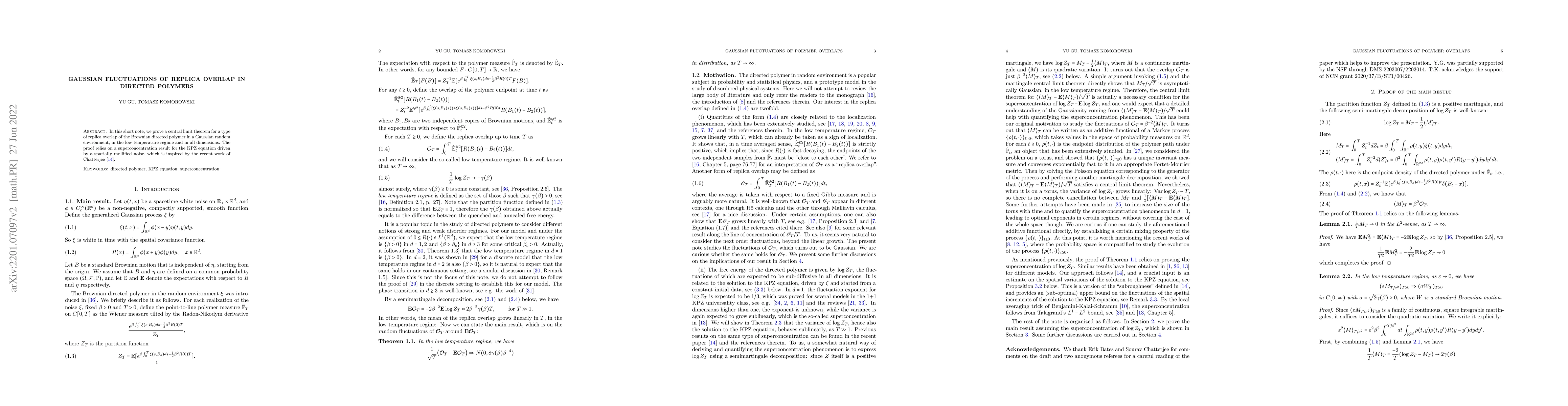 Thumbnail for Gaussian fluctuations of replica overlap in directed polymers