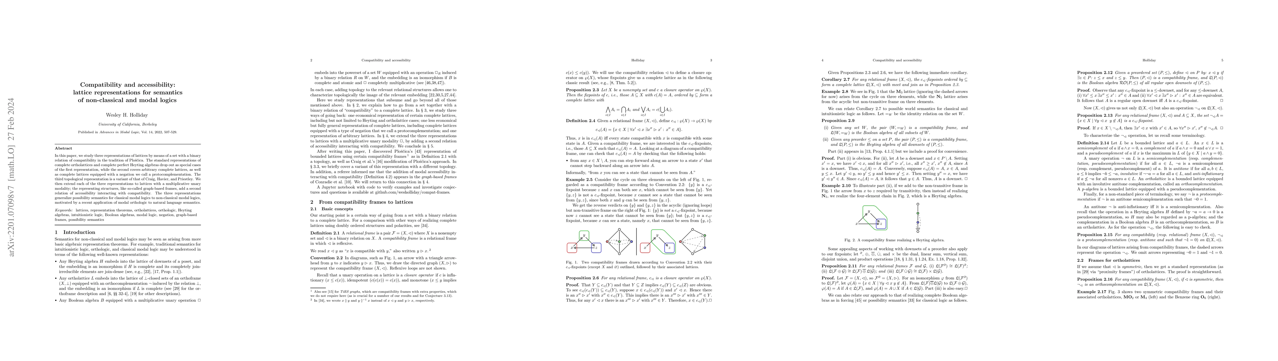 Thumbnail for Compatibility and accessibility: lattice representations for semantics
  of non-classical and modal logics