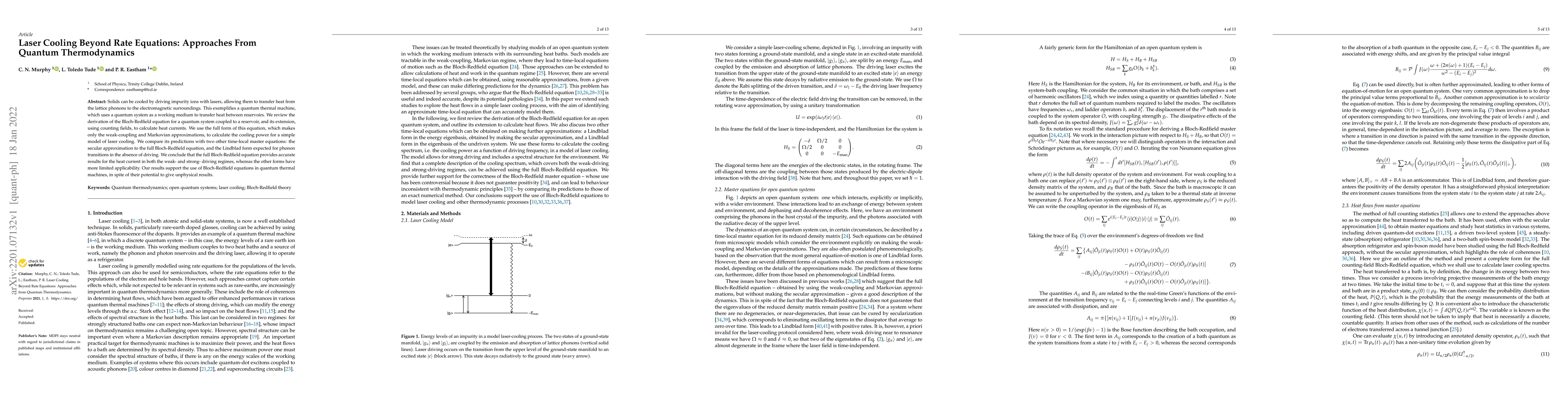 Thumbnail for Laser Cooling Beyond Rate Equations: Approaches From Quantum
  Thermodynamics