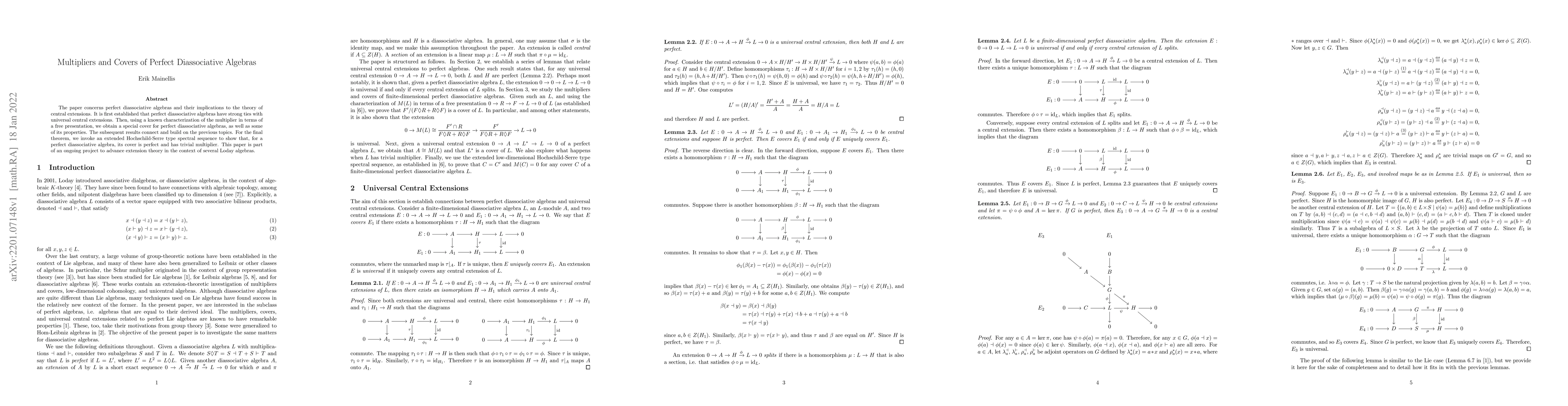 Thumbnail for Multipliers and Covers of Perfect Diassociative Algebras