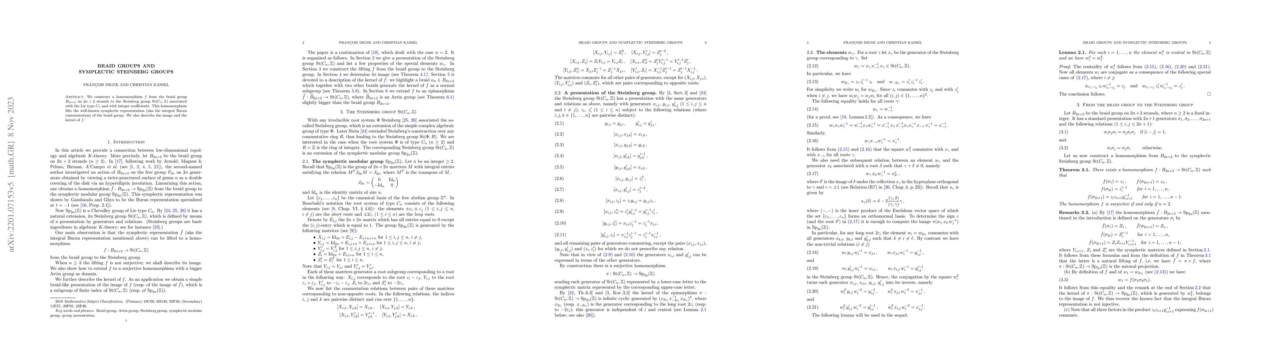 Thumbnail for Braid groups and symplectic Steinberg groups