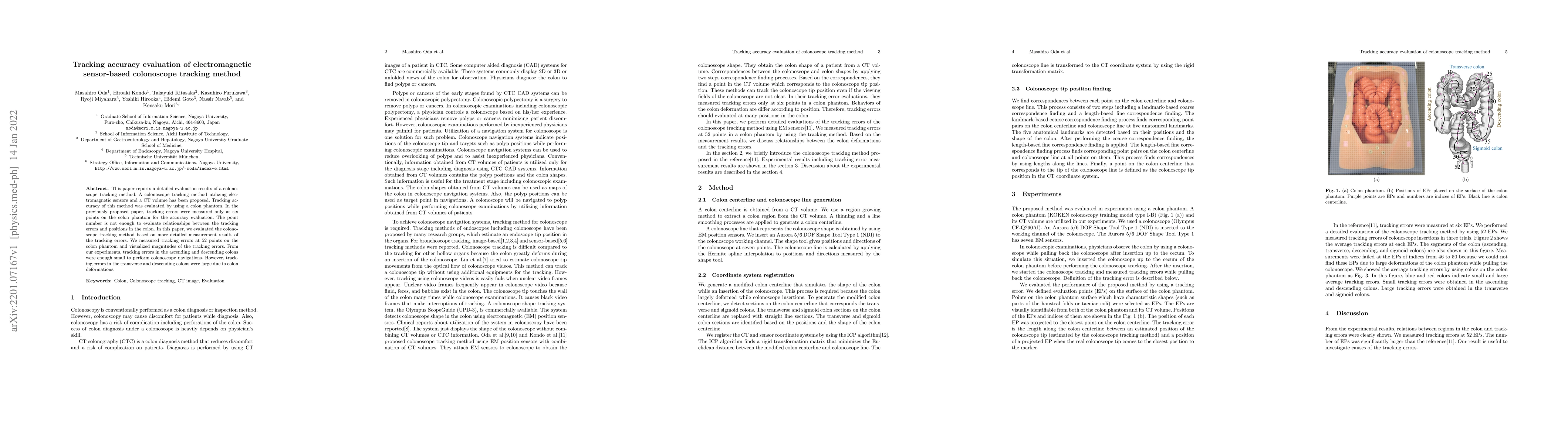 Thumbnail for Tracking accuracy evaluation of electromagnetic sensor-based colonoscope
  tracking method