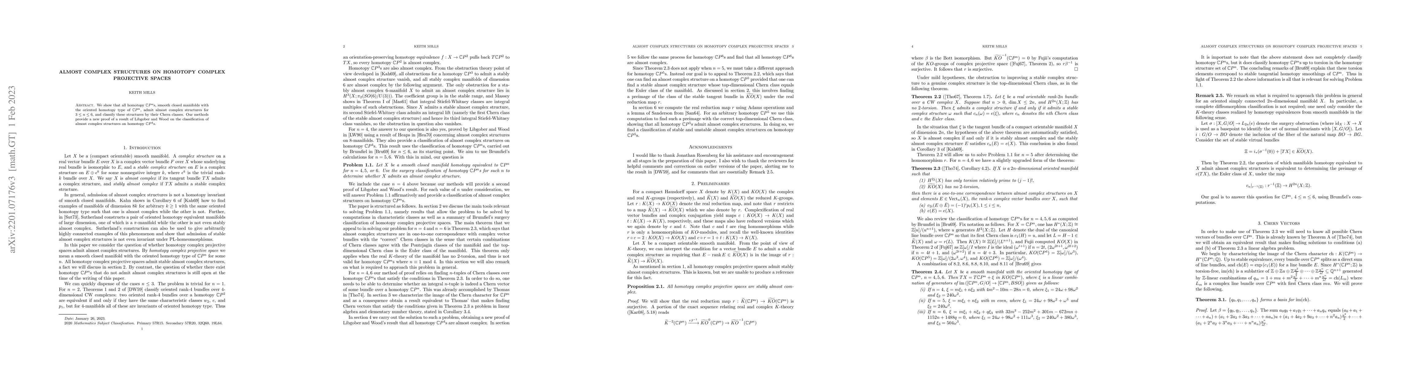 Thumbnail for Almost Complex Structures on Homotopy Complex Projective Spaces