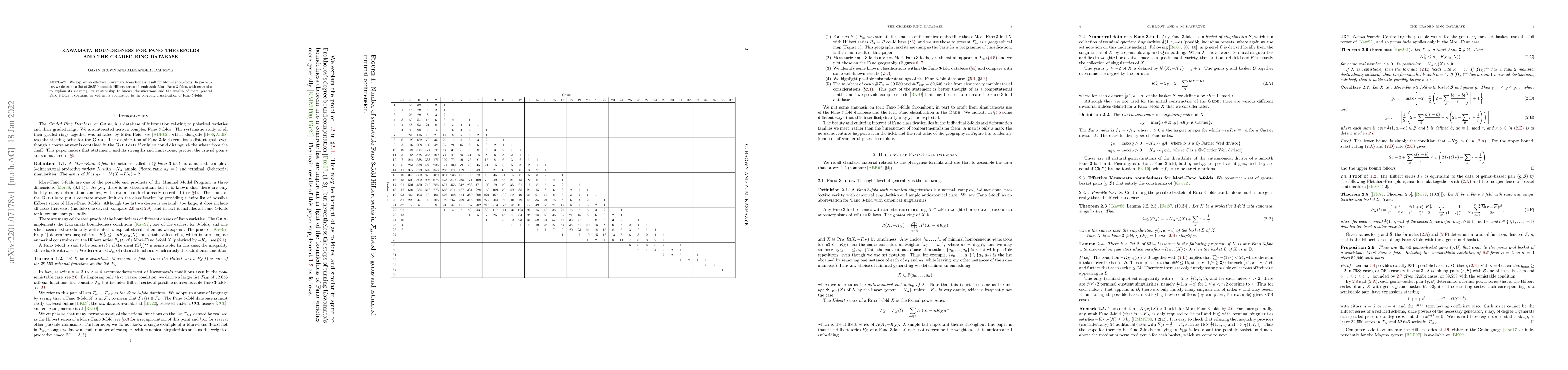 Thumbnail for Kawamata boundedness for Fano threefolds and the Graded Ring Database