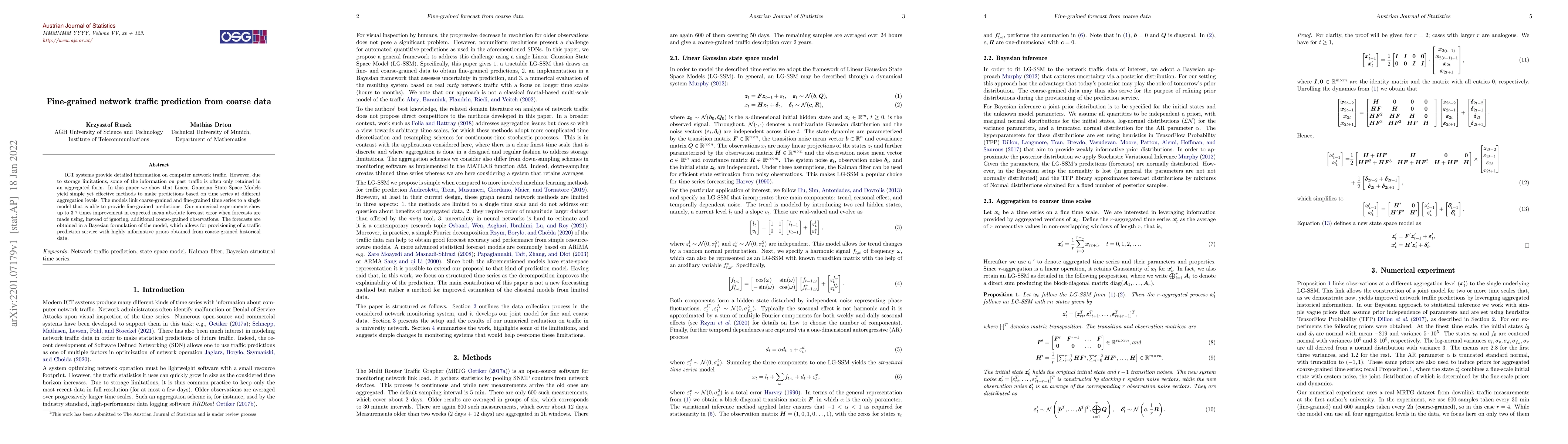 Thumbnail for Fine-grained network traffic prediction from coarse data