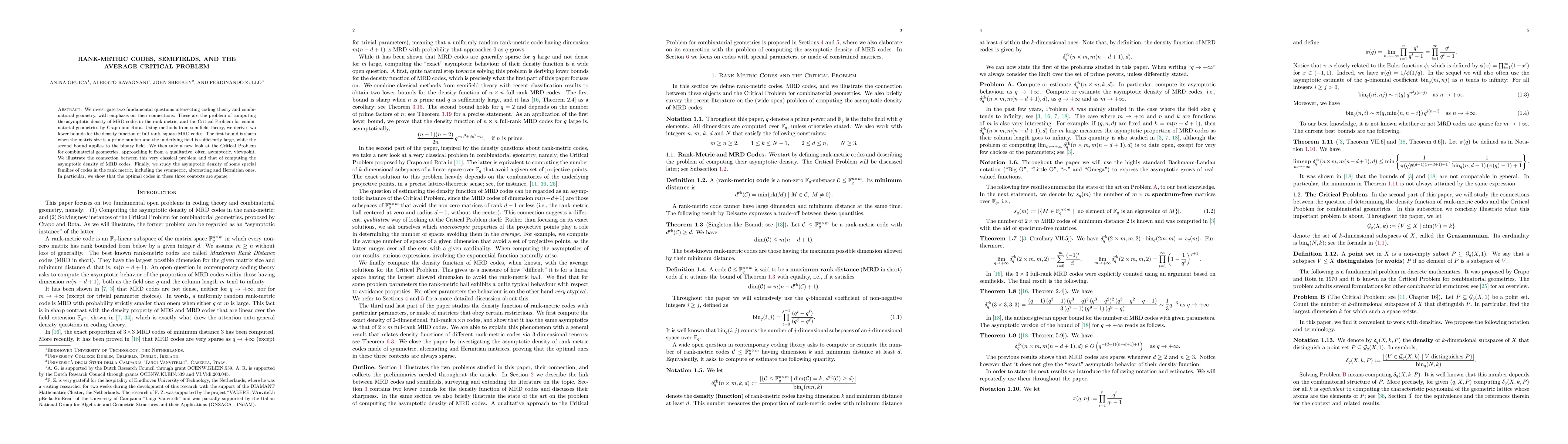 Thumbnail for Rank-Metric Codes, Semifields, and the Average Critical Problem