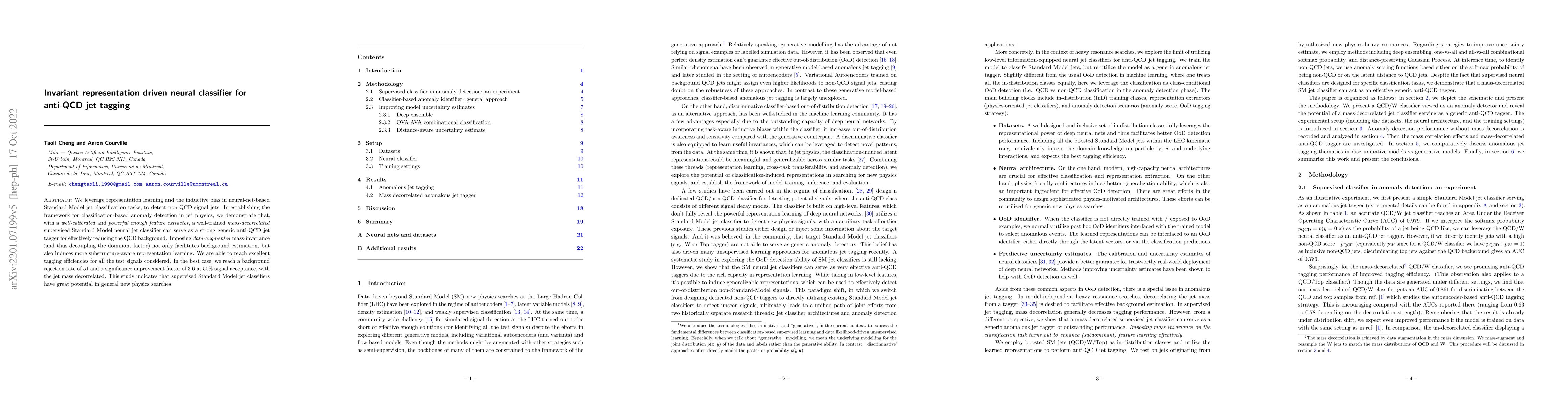 Thumbnail for Invariant Representation Driven Neural Classifier for Anti-QCD Jet
  Tagging