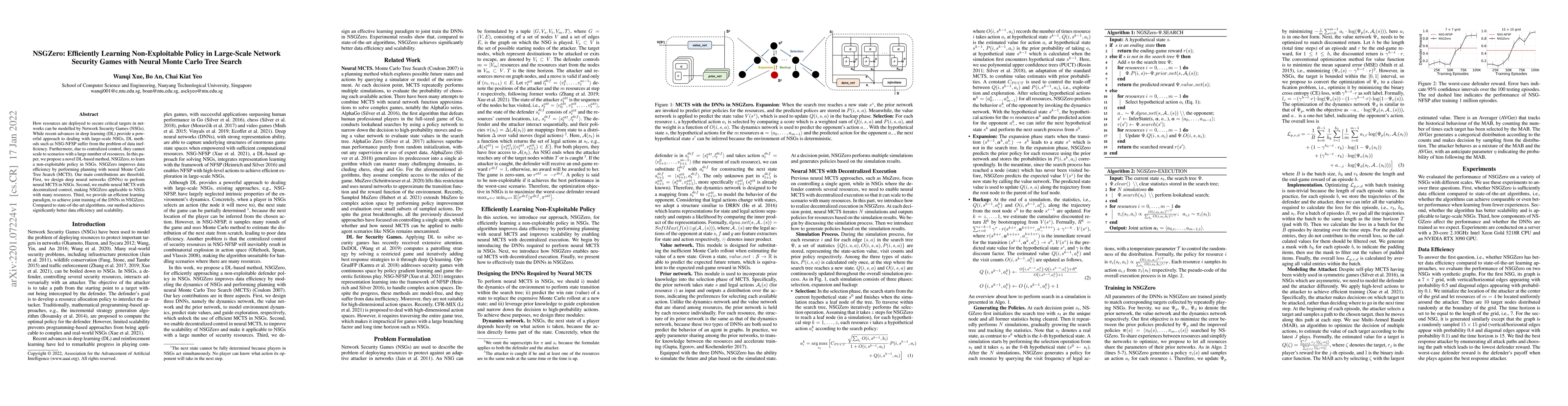 Thumbnail for NSGZero: Efficiently Learning Non-Exploitable Policy in Large-Scale
  Network Security Games with Neural Monte Carlo Tree Search