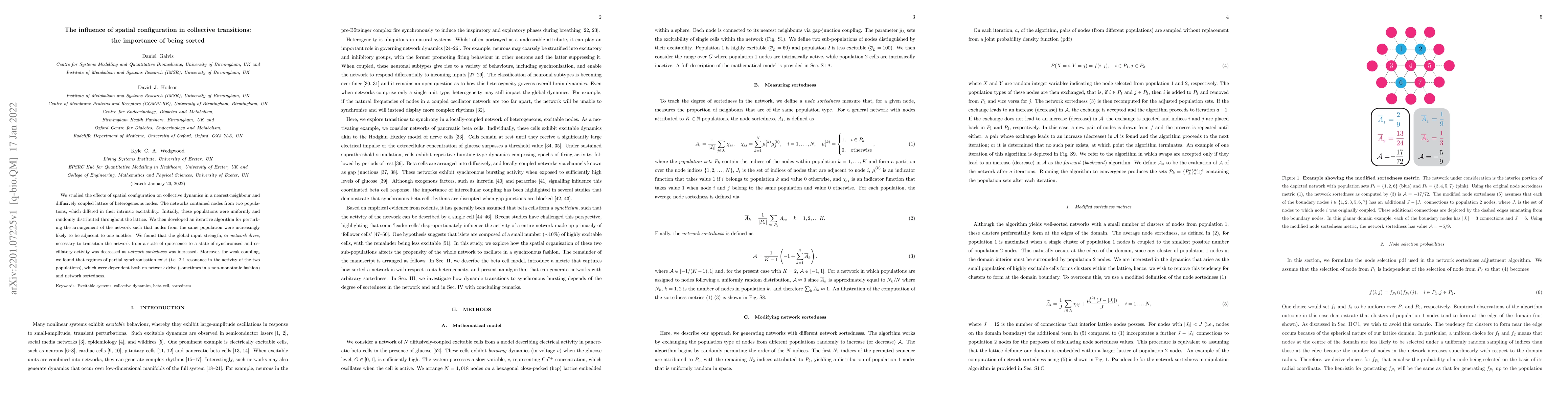 Thumbnail for The influence of spatial configuration in collective transitions: the
  importance of being sorted