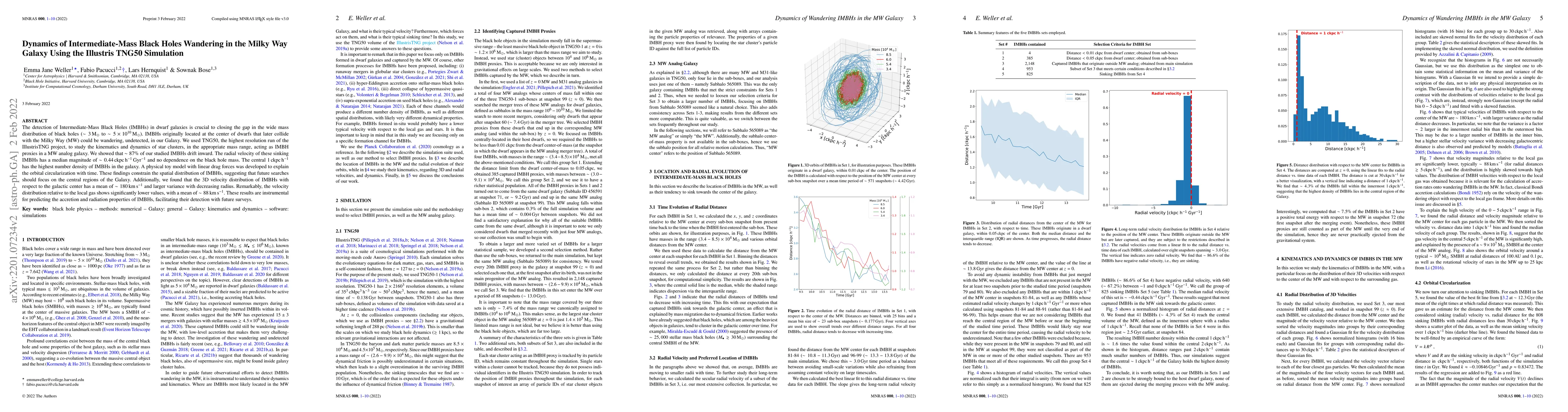 Thumbnail for Dynamics of Intermediate-Mass Black Holes Wandering in the Milky Way
  Galaxy Using the Illustris TNG50 Simulation