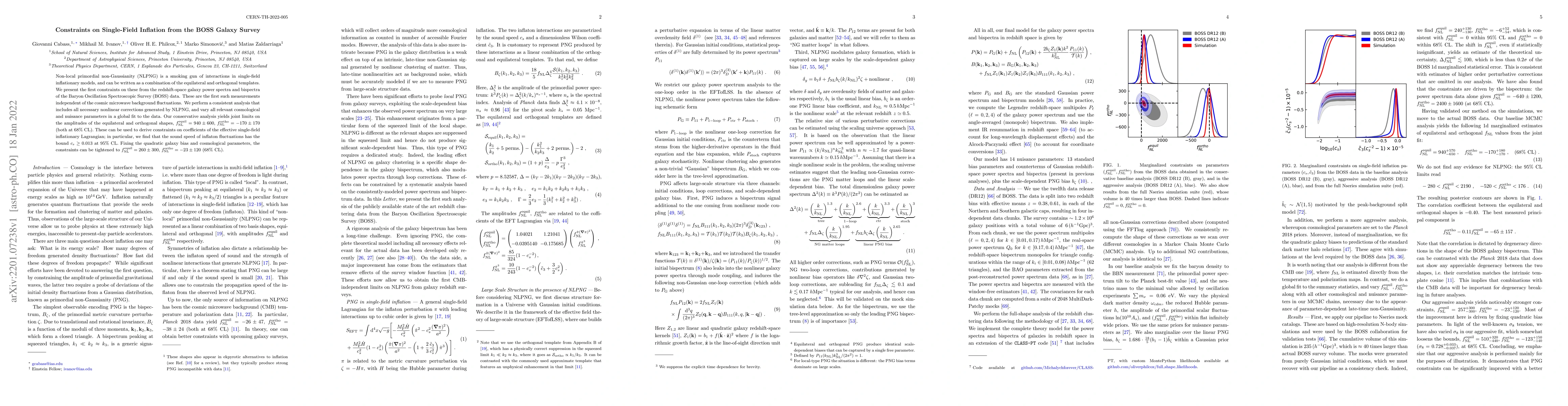Thumbnail for Constraints on Single-Field Inflation from the BOSS Galaxy Survey