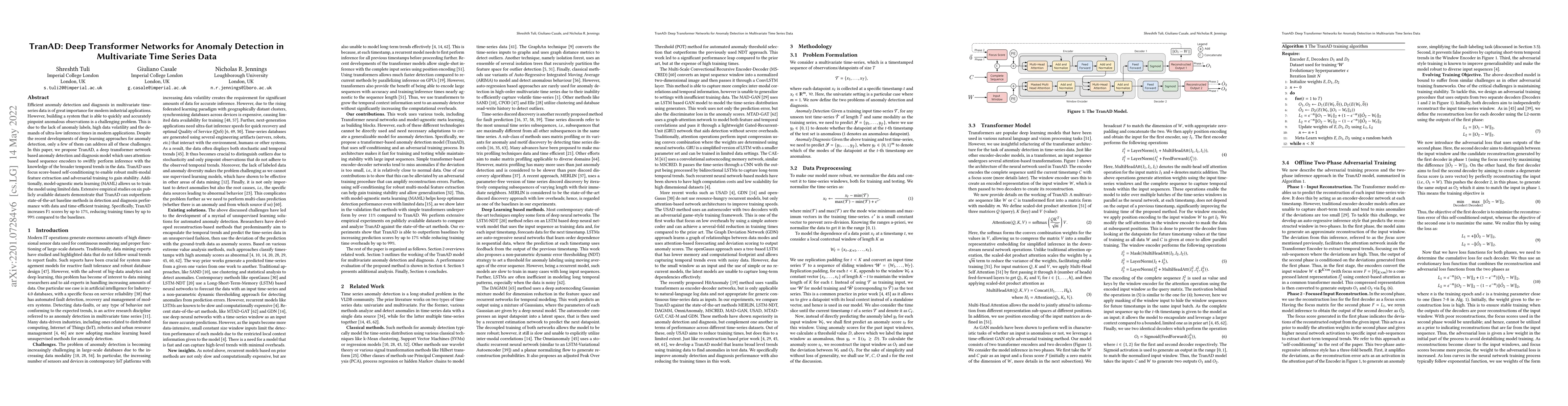 Thumbnail for TranAD: Deep Transformer Networks for Anomaly Detection in Multivariate
  Time Series Data