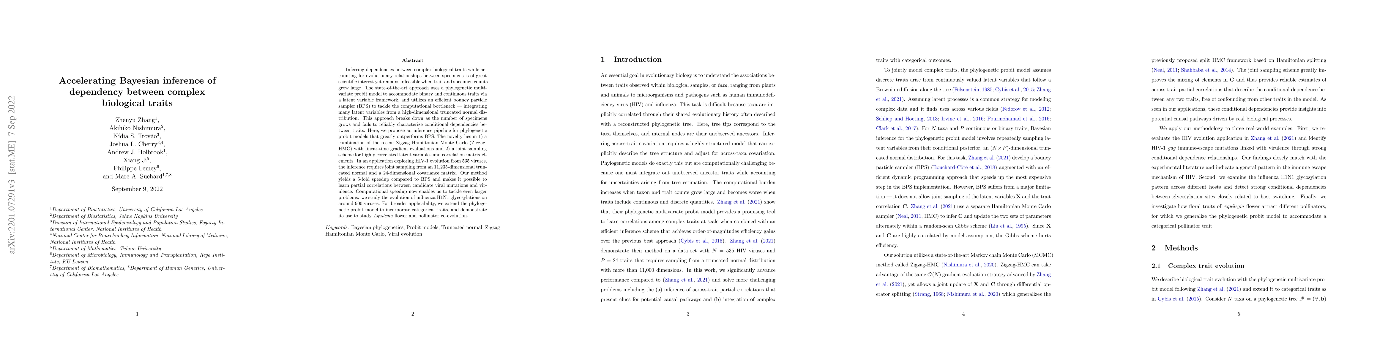 Thumbnail for Accelerating Bayesian inference of dependency between complex biological
  traits