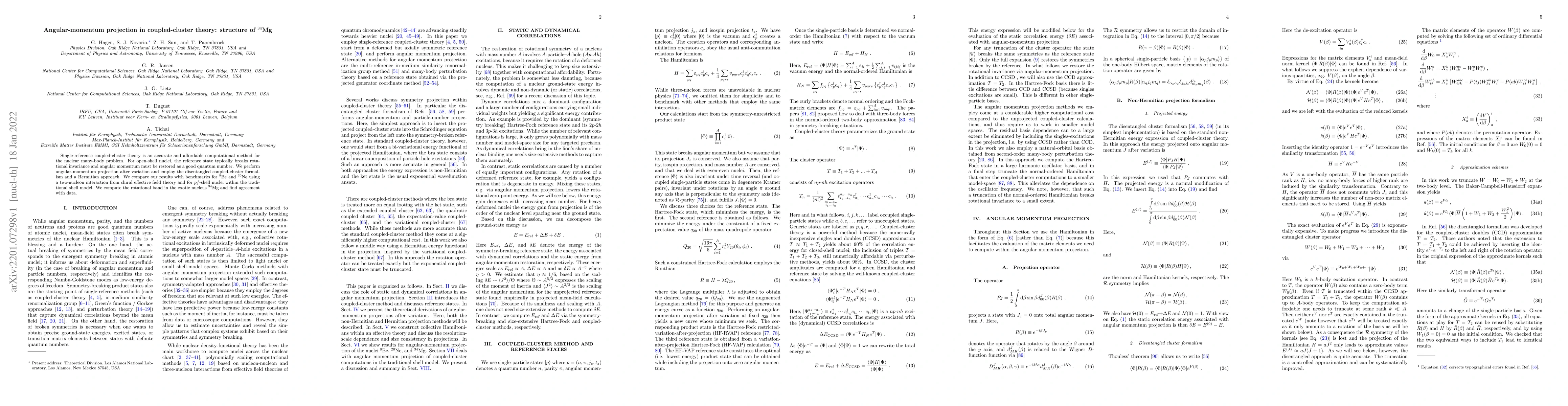 Thumbnail for Angular-momentum projection in coupled-cluster theory: structure of
  $^{34}$Mg