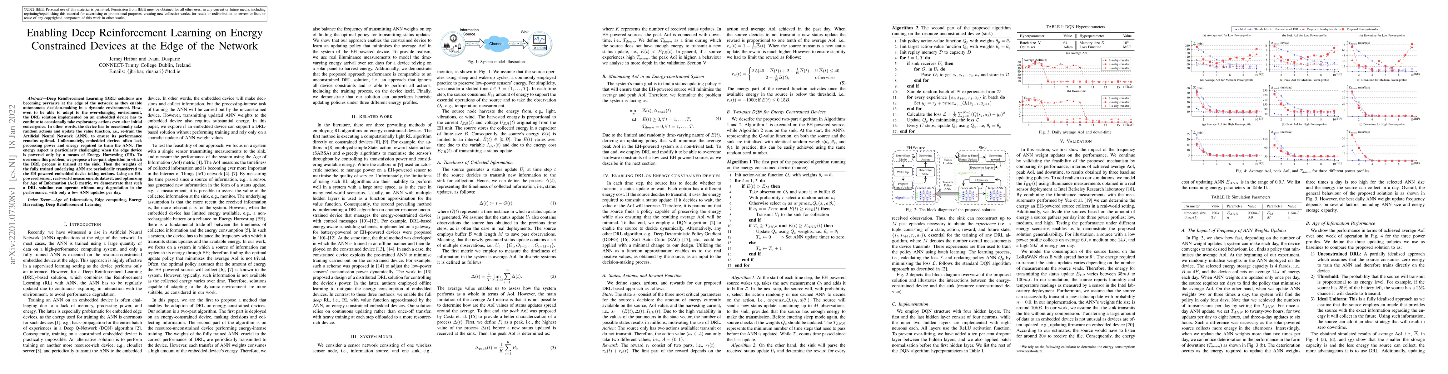 Thumbnail for Enabling Deep Reinforcement Learning on Energy Constrained Devices at
  the Edge of the Network