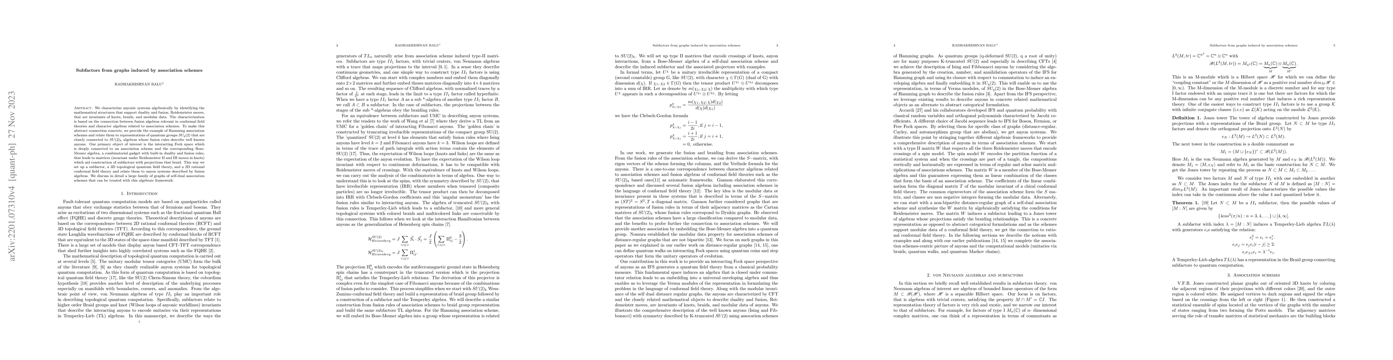 Thumbnail for Subfactors from regular graphs induced by association schemes