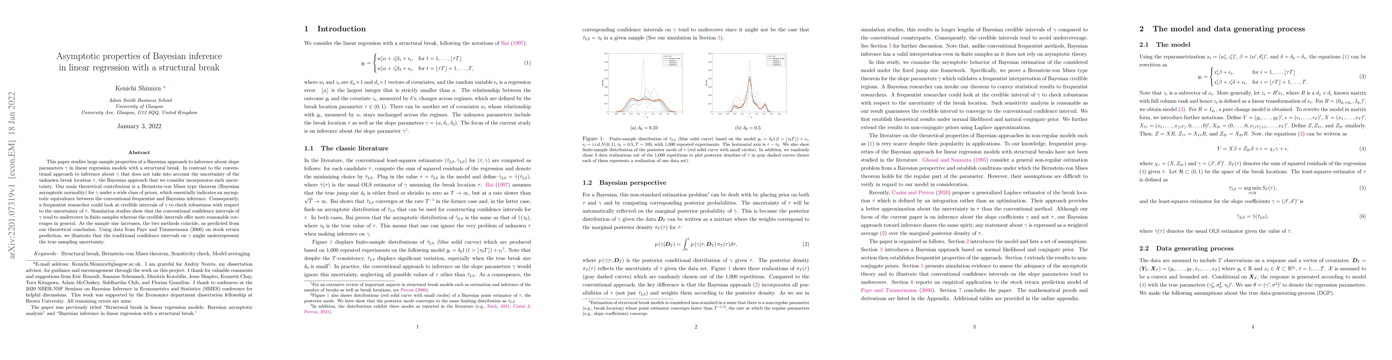 Thumbnail for Asymptotic properties of Bayesian inference in linear regression with a
  structural break