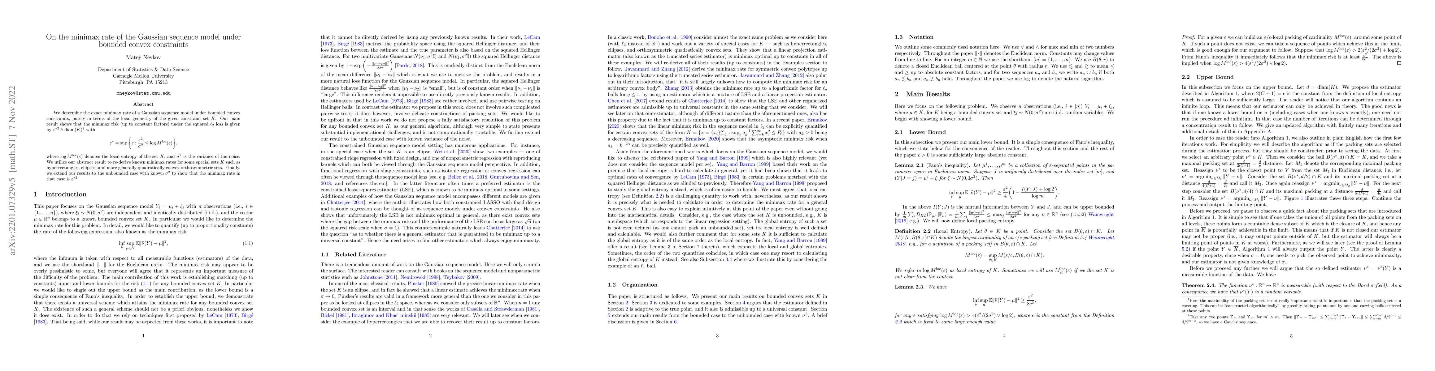 Thumbnail for On the minimax rate of the Gaussian sequence model under bounded convex
  constraints