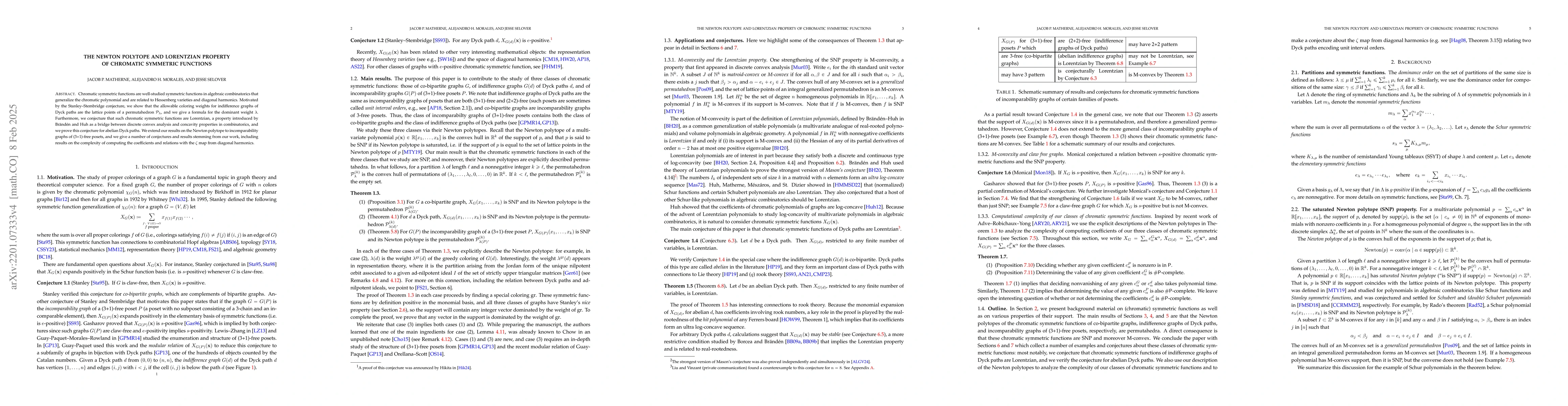 Thumbnail for The Newton polytope and Lorentzian property of chromatic symmetric
  functions