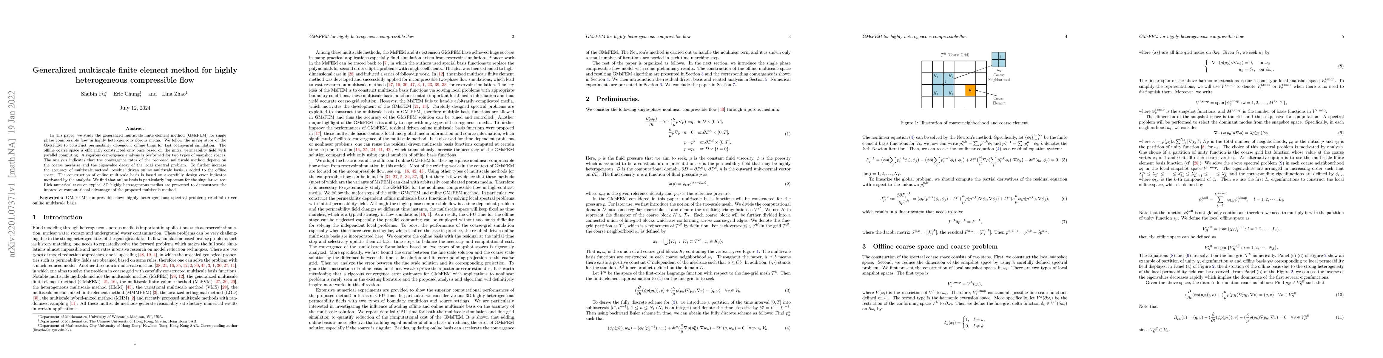 Thumbnail for Generalized multiscale finite element method for highly heterogeneous
  compressible flow