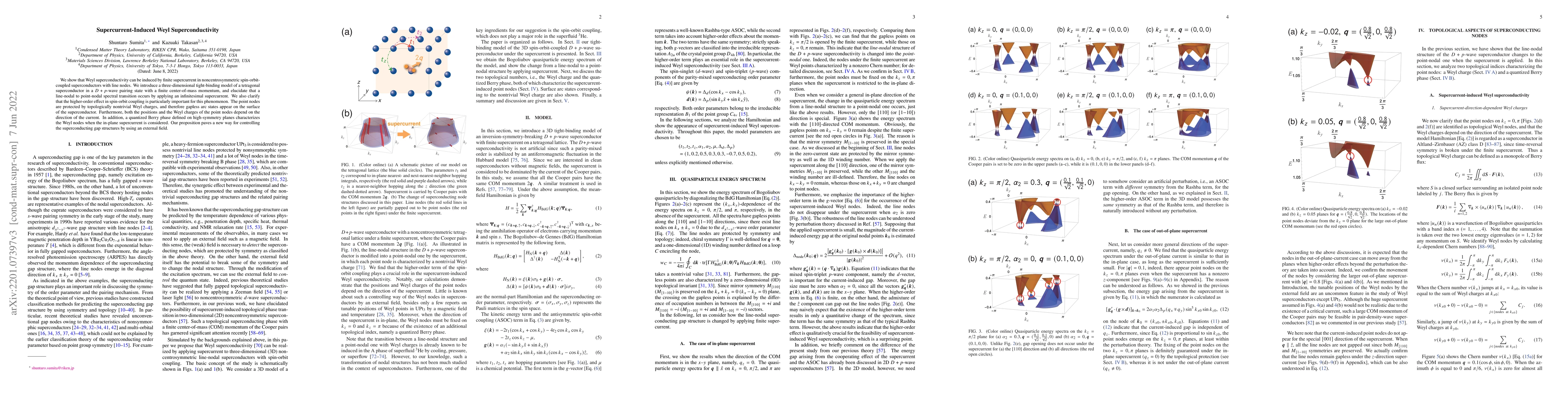 Thumbnail for Supercurrent-Induced Weyl Superconductivity