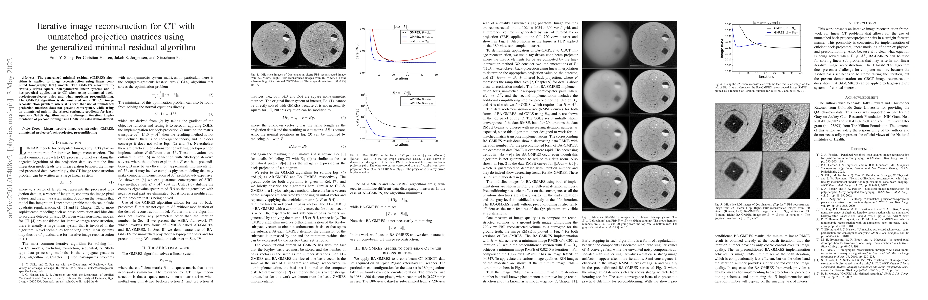 Thumbnail for Iterative image reconstruction for CT with unmatched projection matrices
  using the generalized minimal residual algorithm