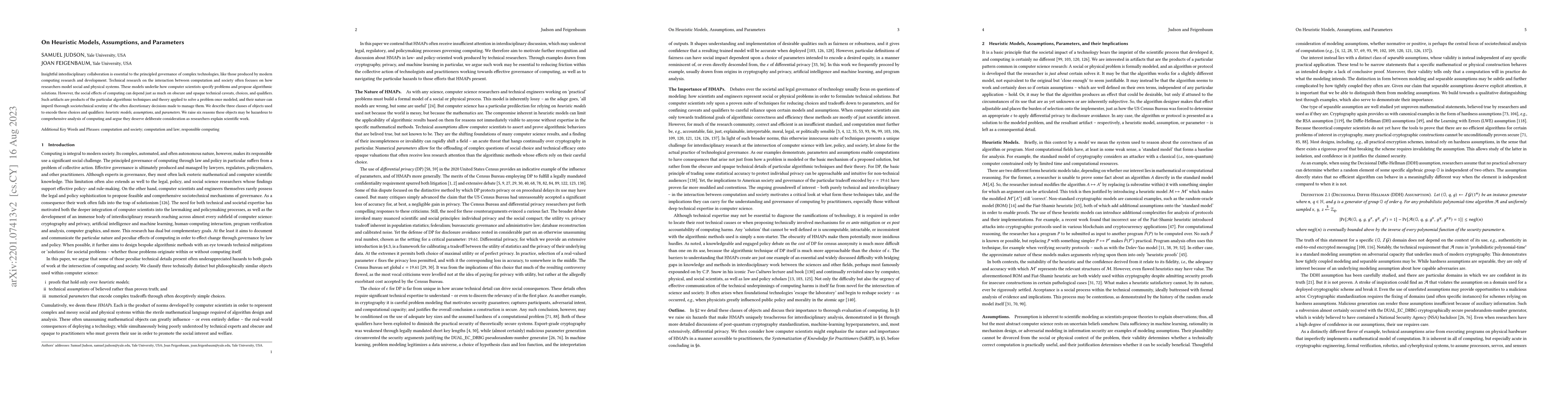 Thumbnail for On Heuristic Models, Assumptions, and Parameters