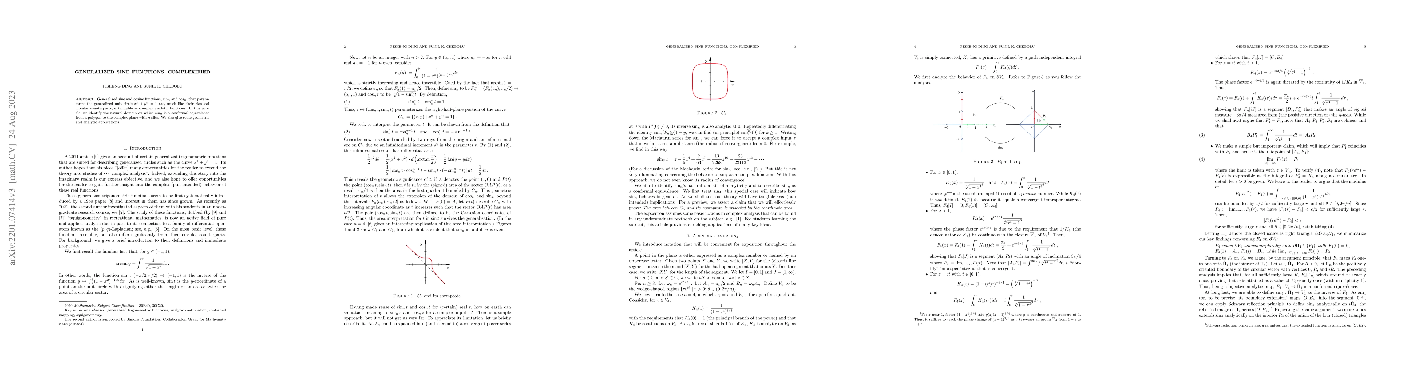 Thumbnail for Generalized Sine Functions, Complexified