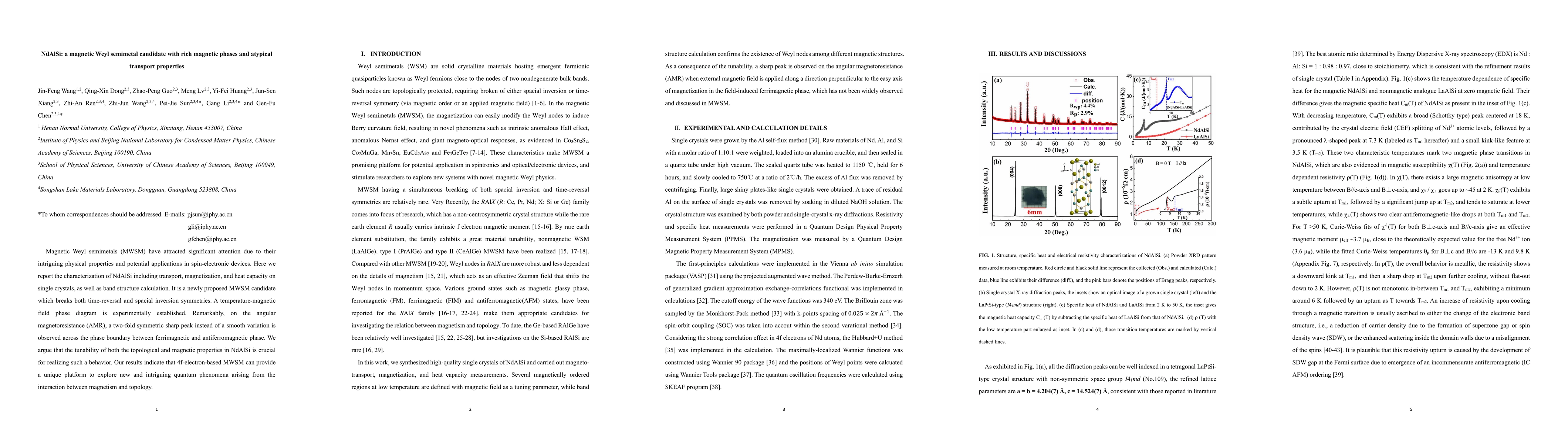 Thumbnail for NdAlSi: a magnetic Weyl semimetal candidate with rich magnetic phases
  and atypical transport properties