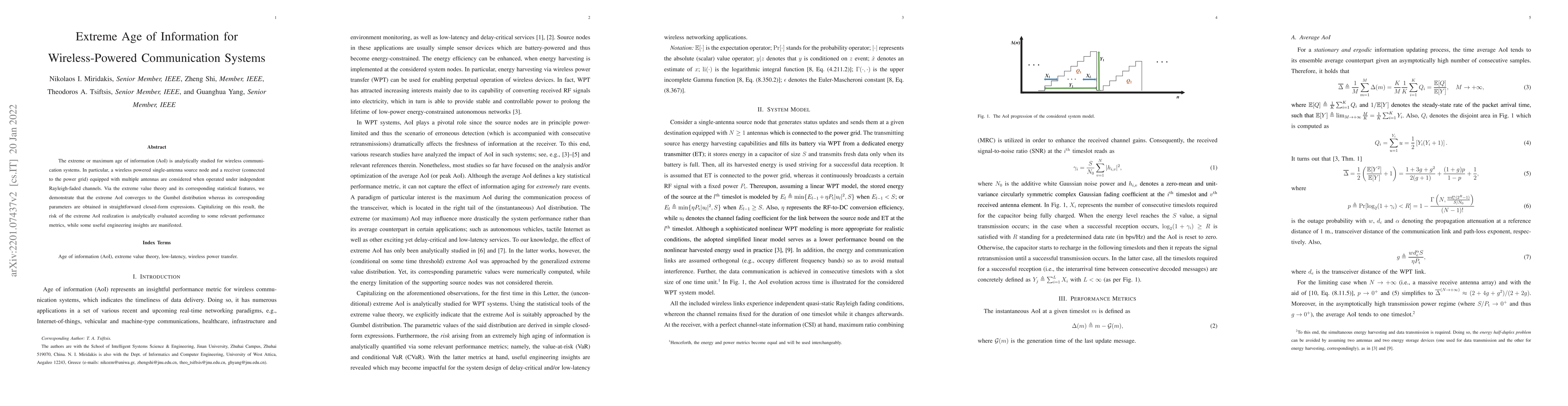 Thumbnail for Extreme Age of Information for Wireless-Powered Communication Systems