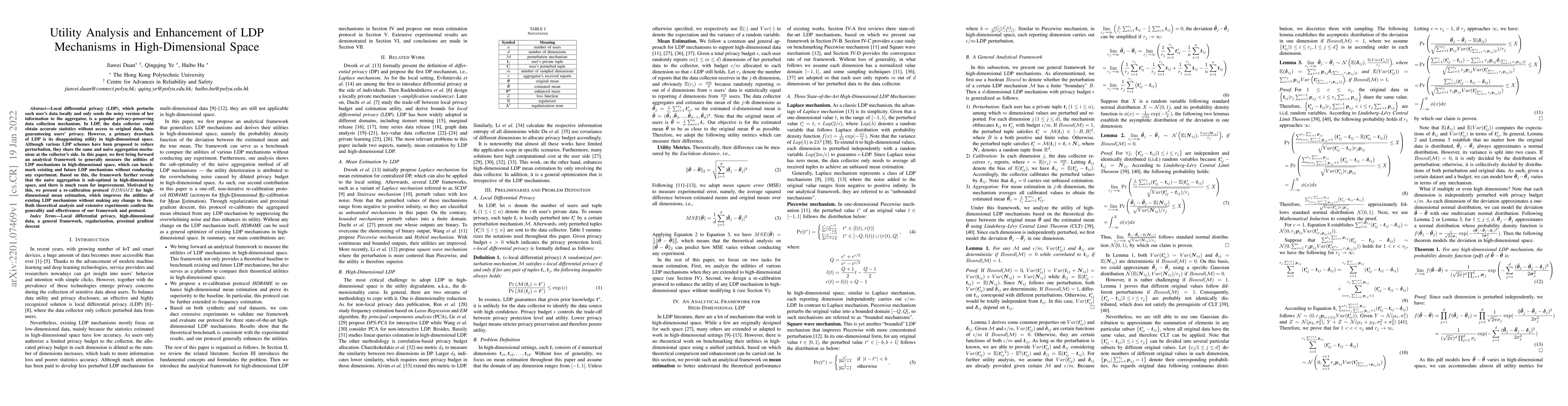 Thumbnail for Utility Analysis and Enhancement of LDP Mechanisms in High-Dimensional
  Space