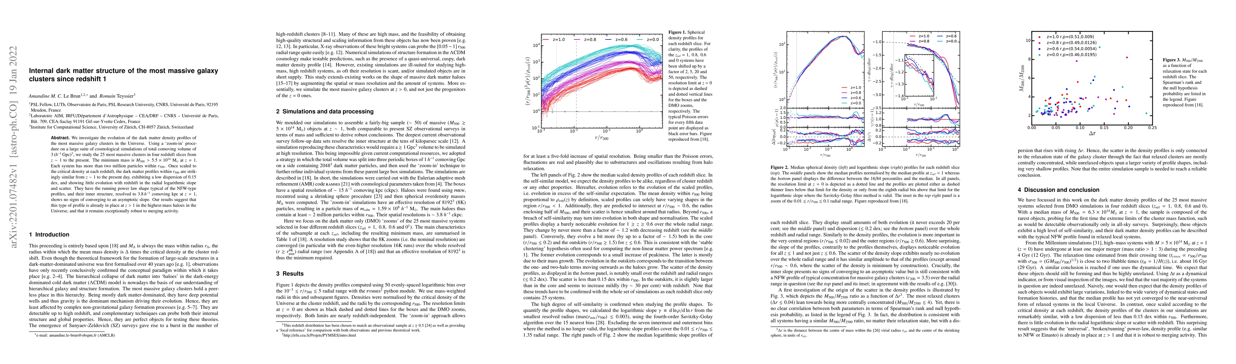 Thumbnail for Internal dark matter structure of the most massive galaxy clusters since
  redshift 1