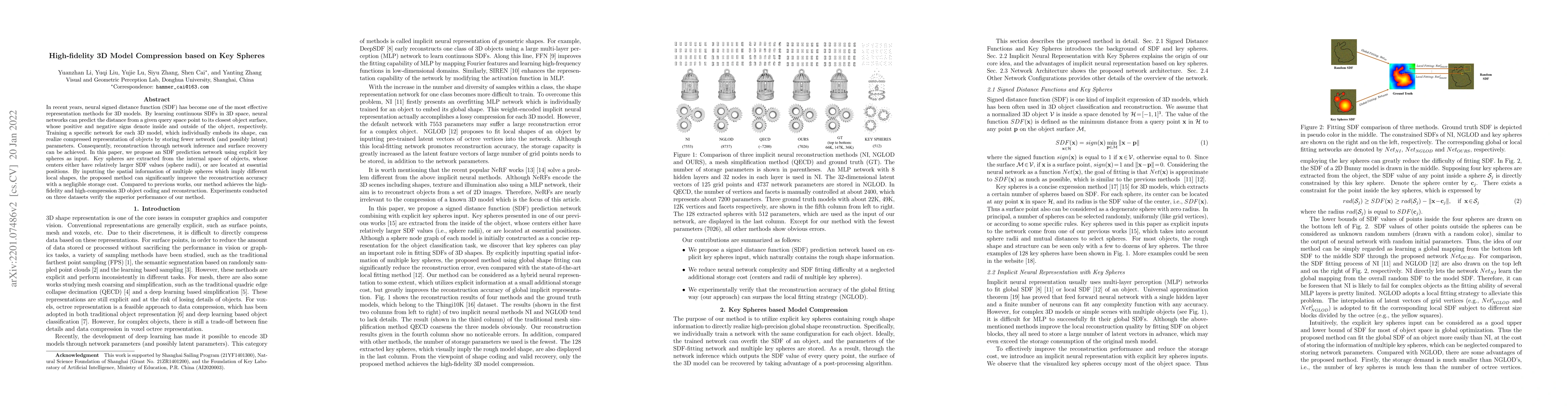 Thumbnail for High-fidelity 3D Model Compression based on Key Spheres