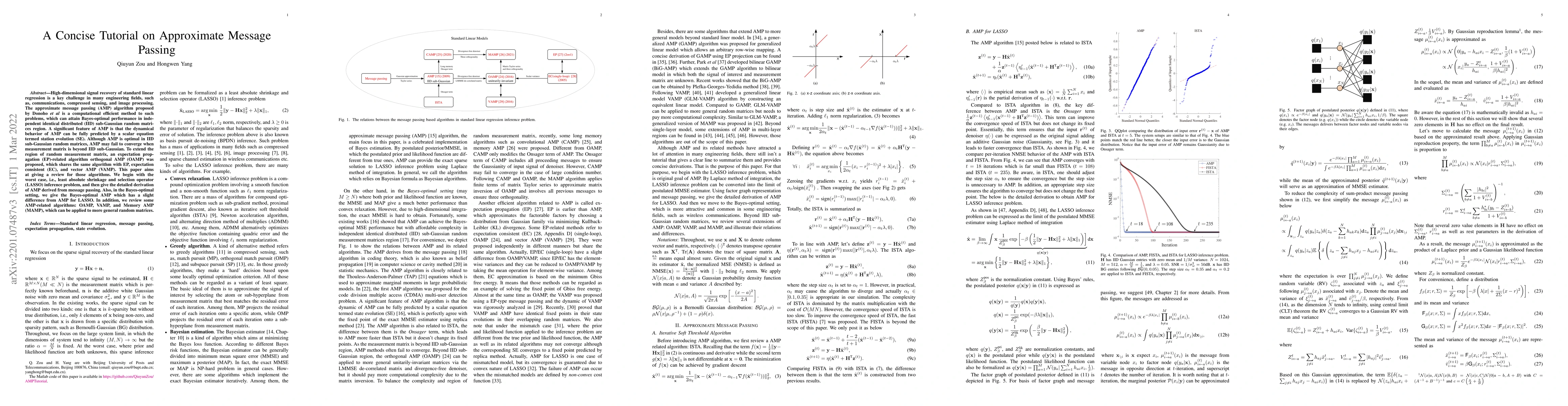 Thumbnail for A Concise Tutorial on Approximate Message Passing