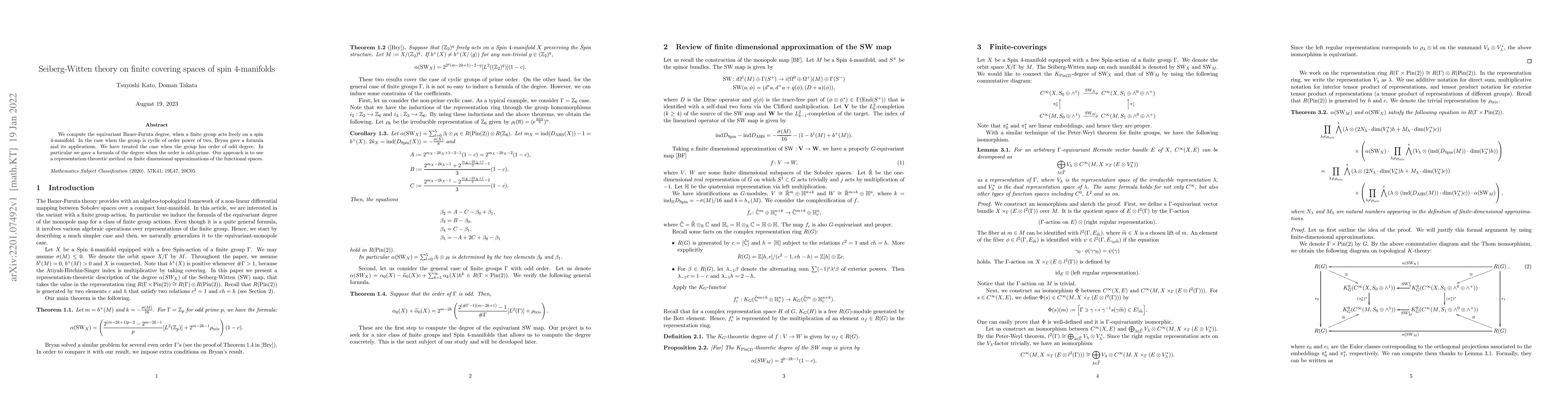 Thumbnail for Seiberg-Witten theory on finite covering spaces of spin 4-manifolds