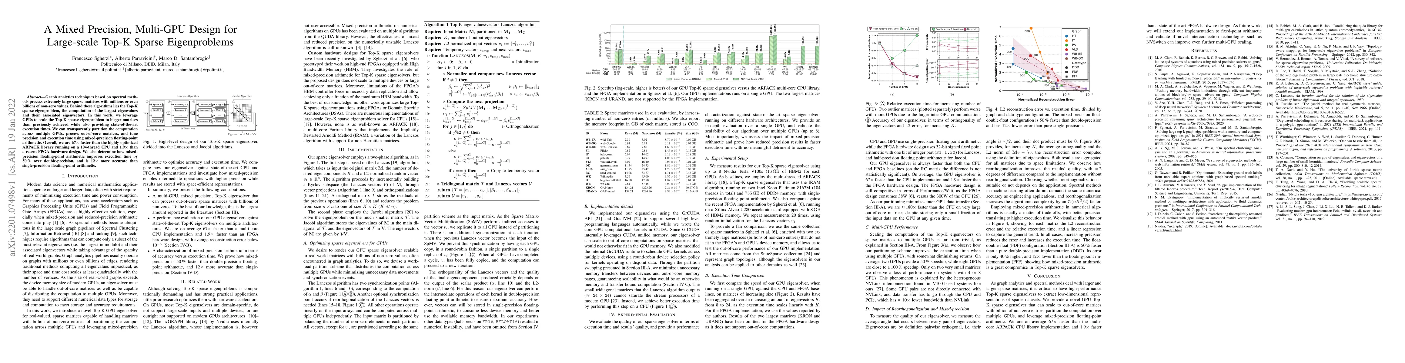 Thumbnail for A Mixed Precision, Multi-GPU Design for Large-scale Top-K Sparse
  Eigenproblems