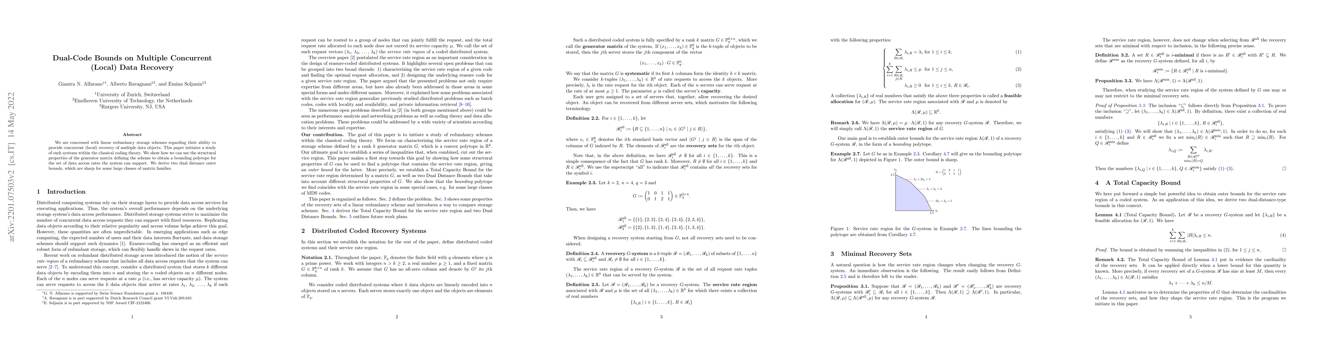 Thumbnail for Dual-Code Bounds on Multiple Concurrent (Local) Data Recovery