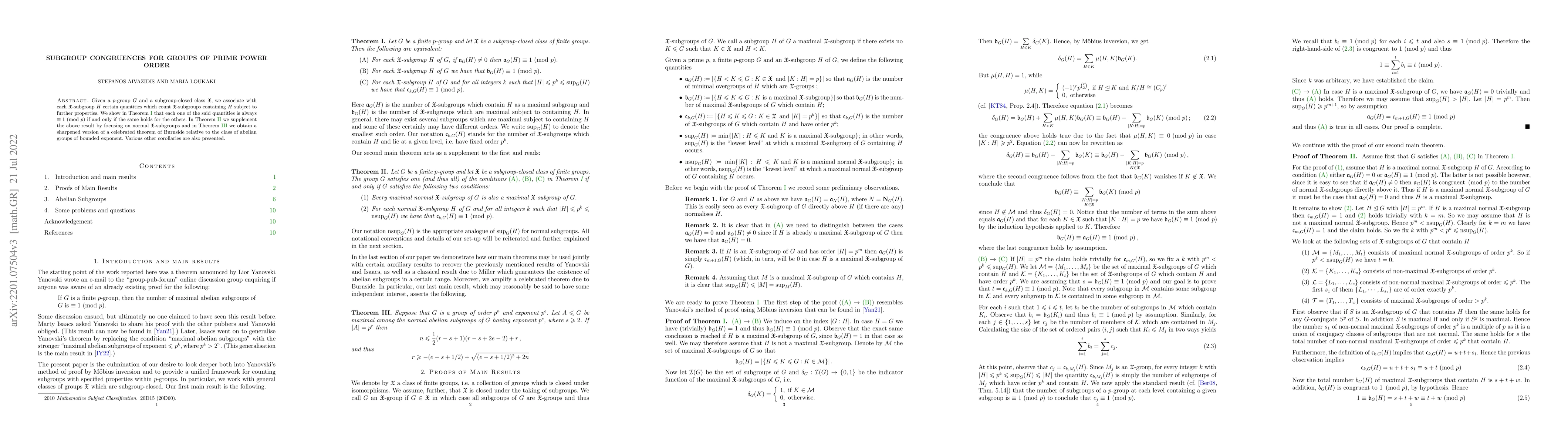 Thumbnail for Subgroup congruences for groups of prime power order