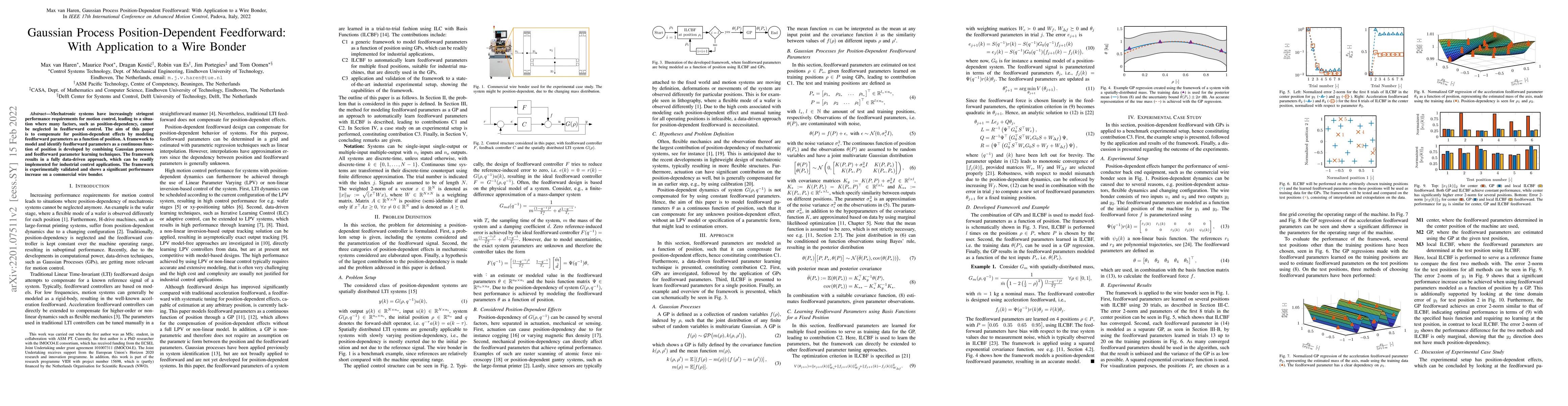 Thumbnail for Gaussian Process Position-Dependent Feedforward: With Application to a
  Wire Bonder