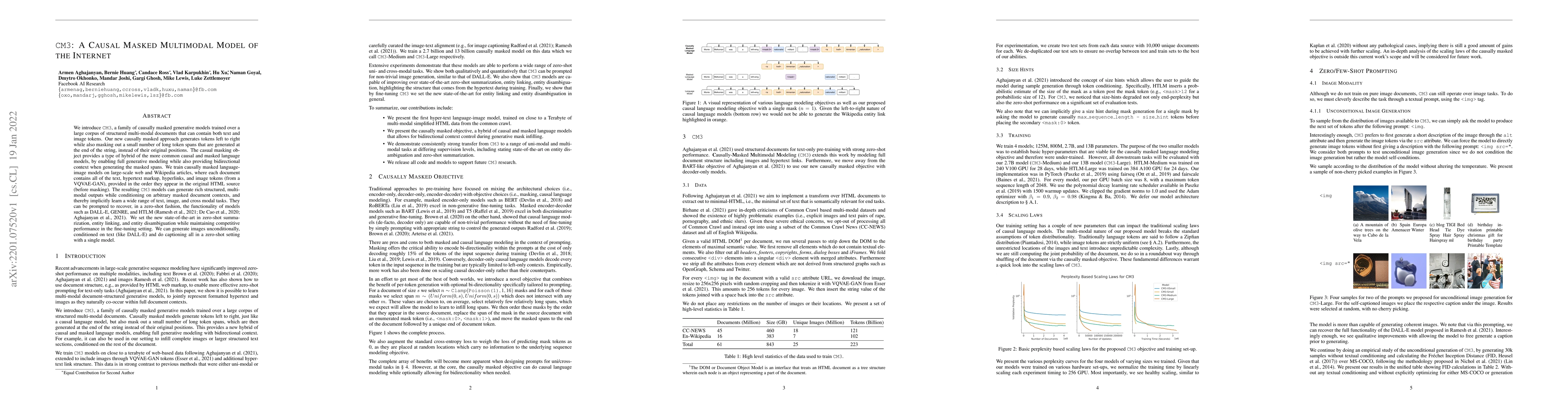 Thumbnail for CM3: A Causal Masked Multimodal Model of the Internet