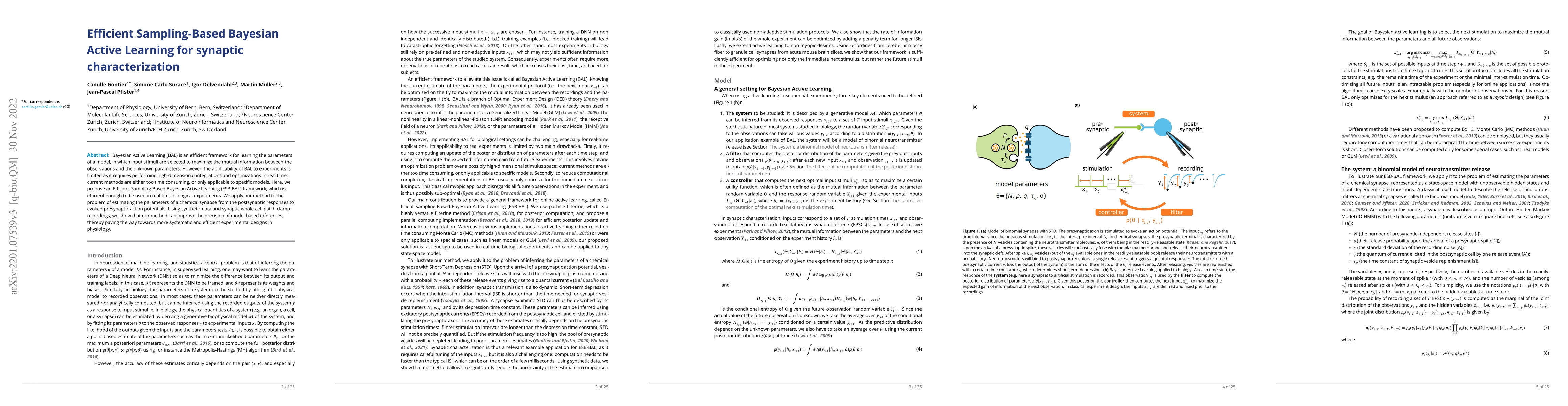Thumbnail for Efficient Sampling-Based Bayesian Active Learning for synaptic
  characterization