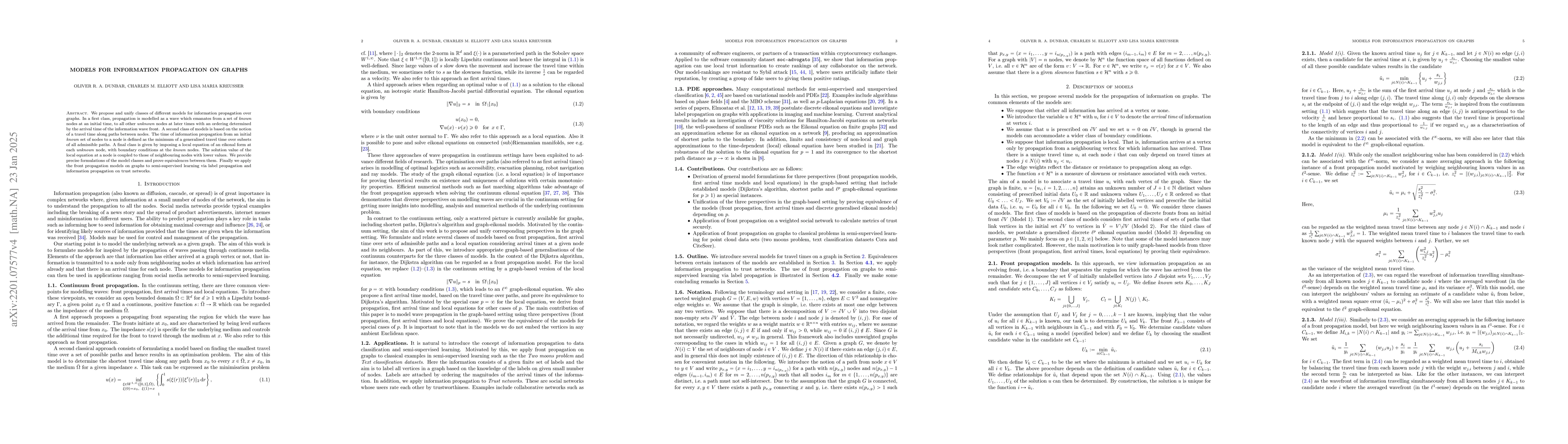 Thumbnail for Models for information propagation on graphs