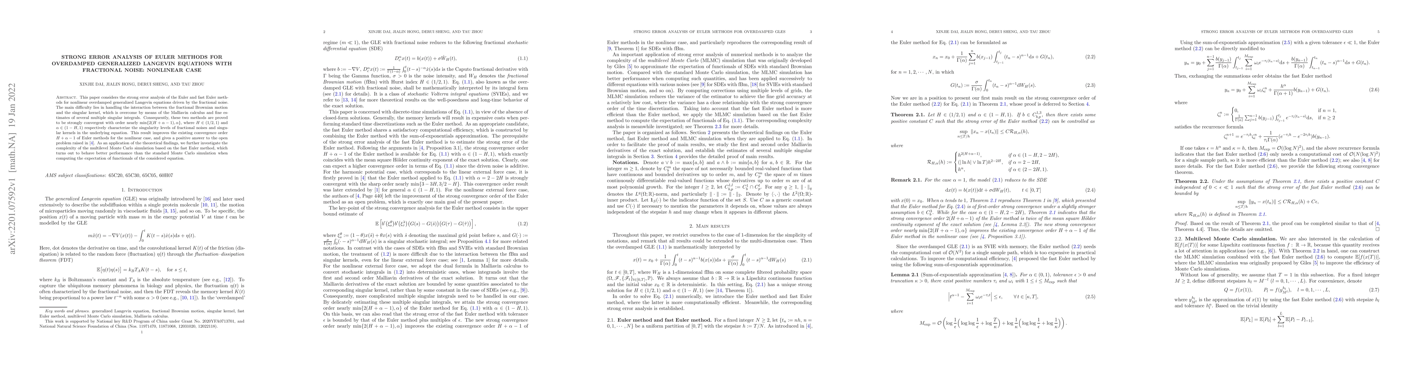 Thumbnail for Strong error analysis of Euler methods for overdamped generalized
  Langevin equations with fractional noise: Nonlinear case